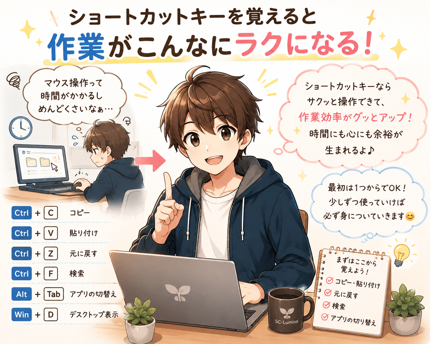 Windowsのショートカットキーを初心者向けにわかりやすく解説。